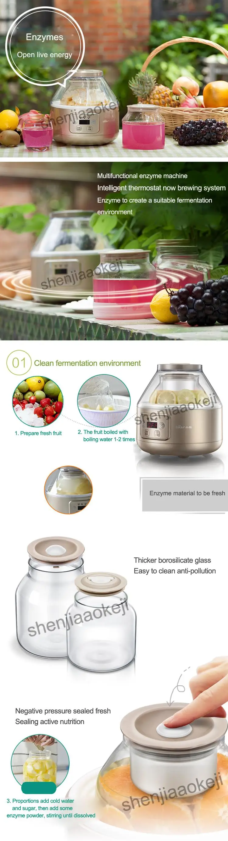 Домашний ферментный аппарат большой емкости SNJ-A20T1 бытовой автоматический фруктовый ферментированный йогурт машина 220 В 20 Вт 1 шт
