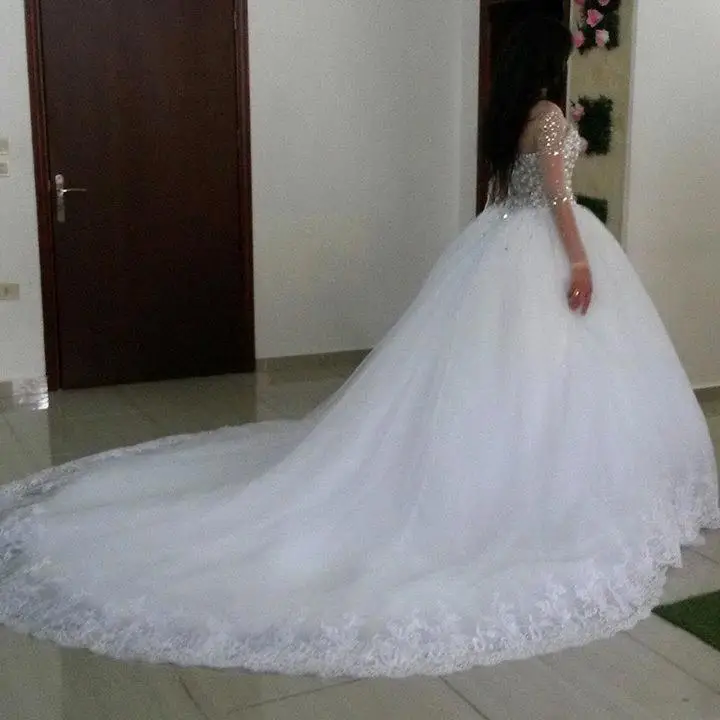 Robe De Mariage/Коллекция года; бальное платье принцессы Саудовской Аравии с жемчугом и бусинами; свадебные платья с длинными рукавами; Свадебные платья Casamento