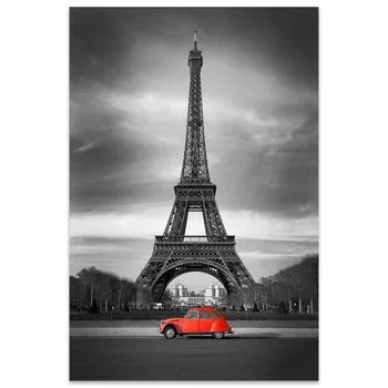

NUOMEGE Paris Eiffel Tower City Art Silk Fabric Poster Print 12x18 24x36 inch Cityscape Wall Picture Room Decoration
