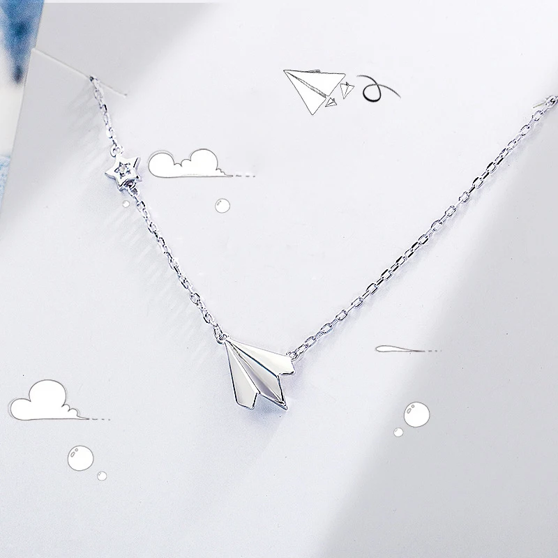 

Korean Simple Star Clavicle Chain Necklace Elegant Creative Paper Plane Pendant Necklace for Women Party Jewelry Dropshipping