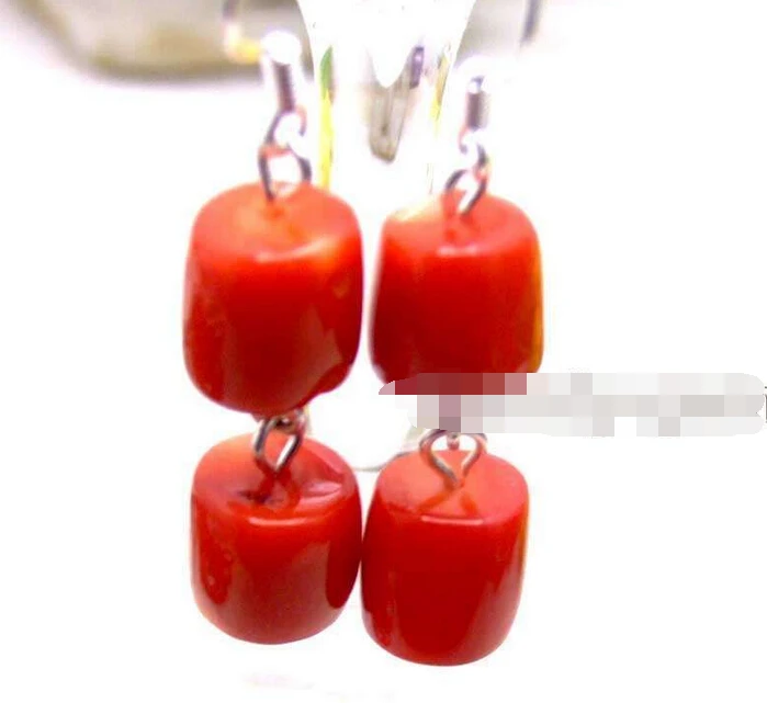 

Hot selling> free shipping 11910 Red natural Coral dangle earring -Bride jewelry free shipping