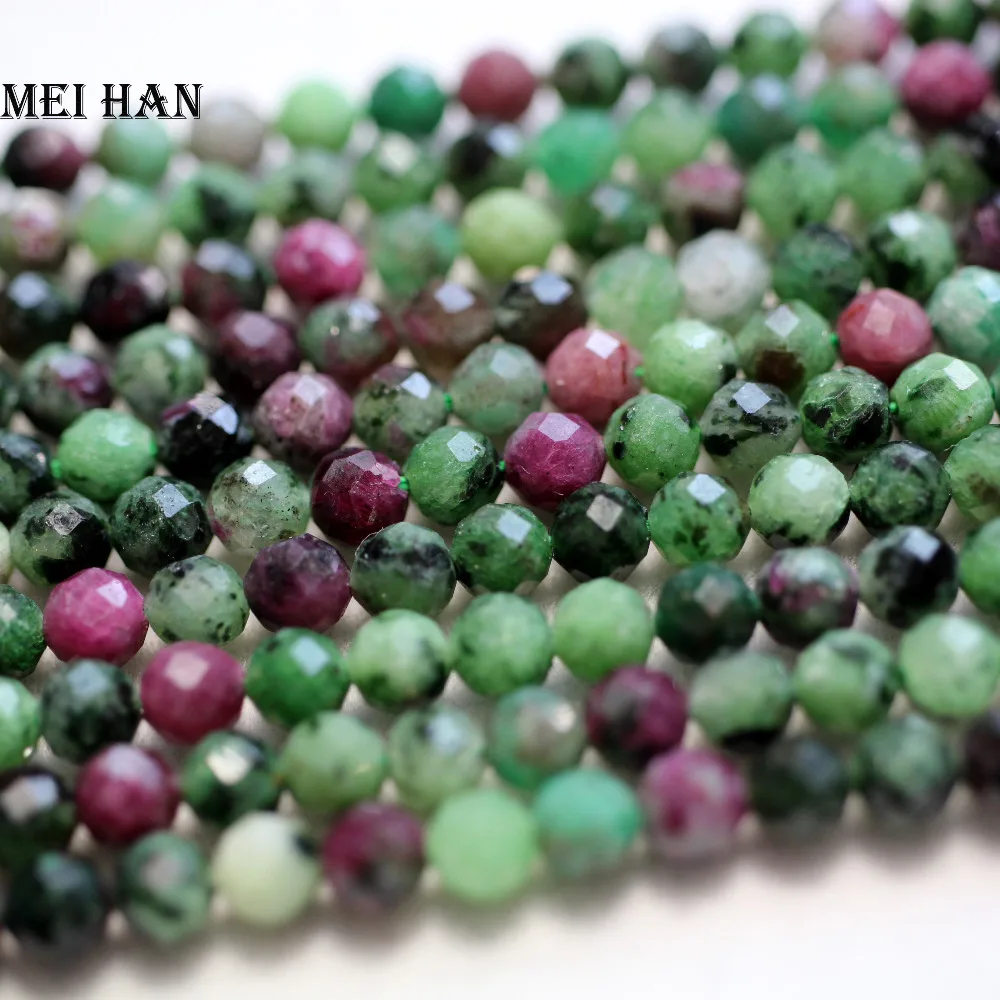 

Free shipping 3.5mm (3strands/set) natural Ruby in zoisite faceted round loose beads charm gem stone for jewelry making