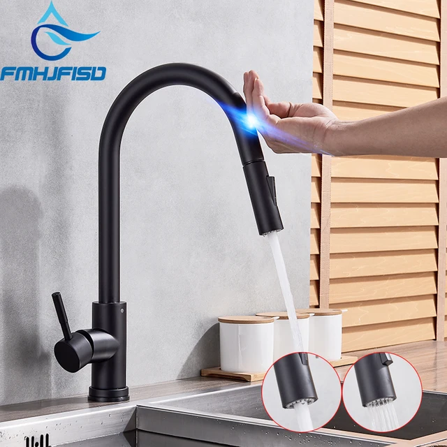 Special Price Sensor Kitchen Faucets Black Touch Inductive Sensitive Faucets Mixer Water Tap Single Handle Dual Outlet Water Modes