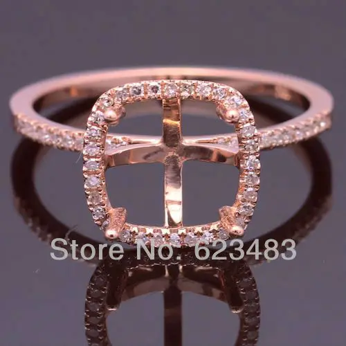 

8X8mm Cushion Cut 14kt Rose Gold Engagement Wedding . Semi-Mount Ring