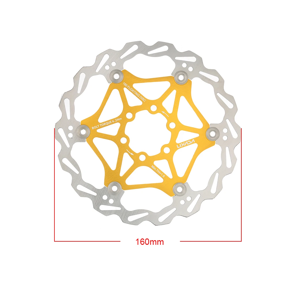 Lixada велосипед тормозной ротор велосипед MTB поплавок плавающий дисковый тормоз роторная пластина 6 болтов 160 мм нержавеющая сталь стандарт 6 болтов