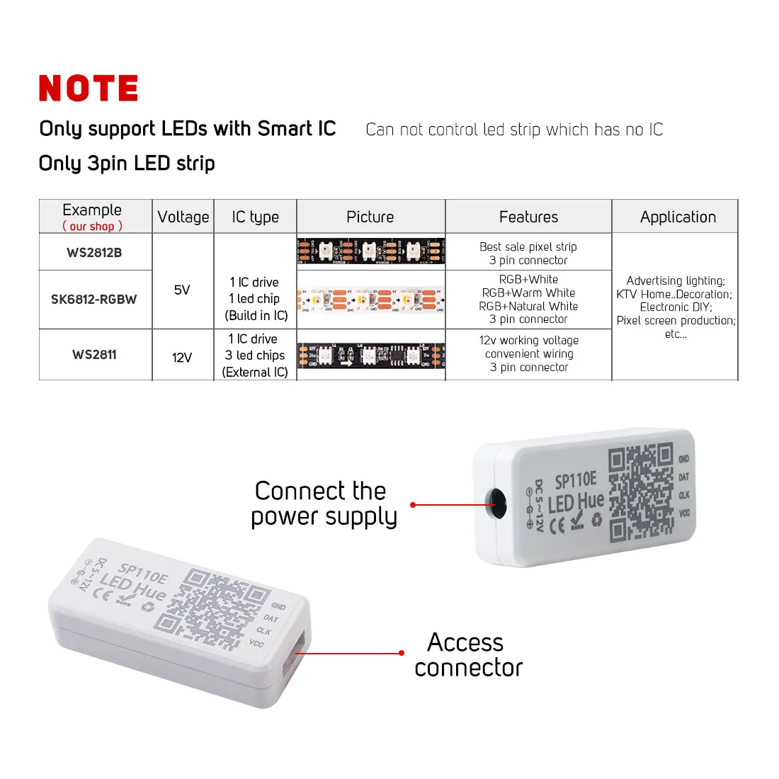 SP110E Bluetooth Управление; DC5-12V для WS2812B SK6812 RGB/RGBW Magic ночные светильники светодиодный пиксель полосы смарт с помощью приложения на телефоне Управление IOS/Android