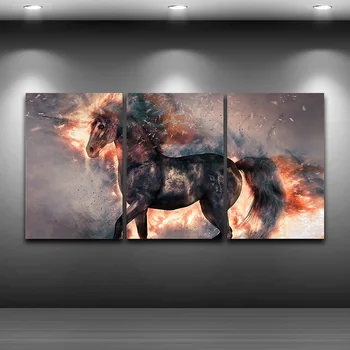 

Abstract Fire Horse Artistic Printed Drawing Canvas Spray Oil Painting Decoration for Home wall art picture Framed Decor TP0036