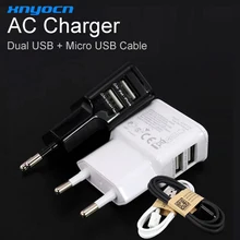 Двойной 2 порта USB зарядное устройство адаптер для samsung/Xiaomi Mi5/Meizu или V8 Micro USB кабель, 5,2 V 2A зарядка стены питания путешествия