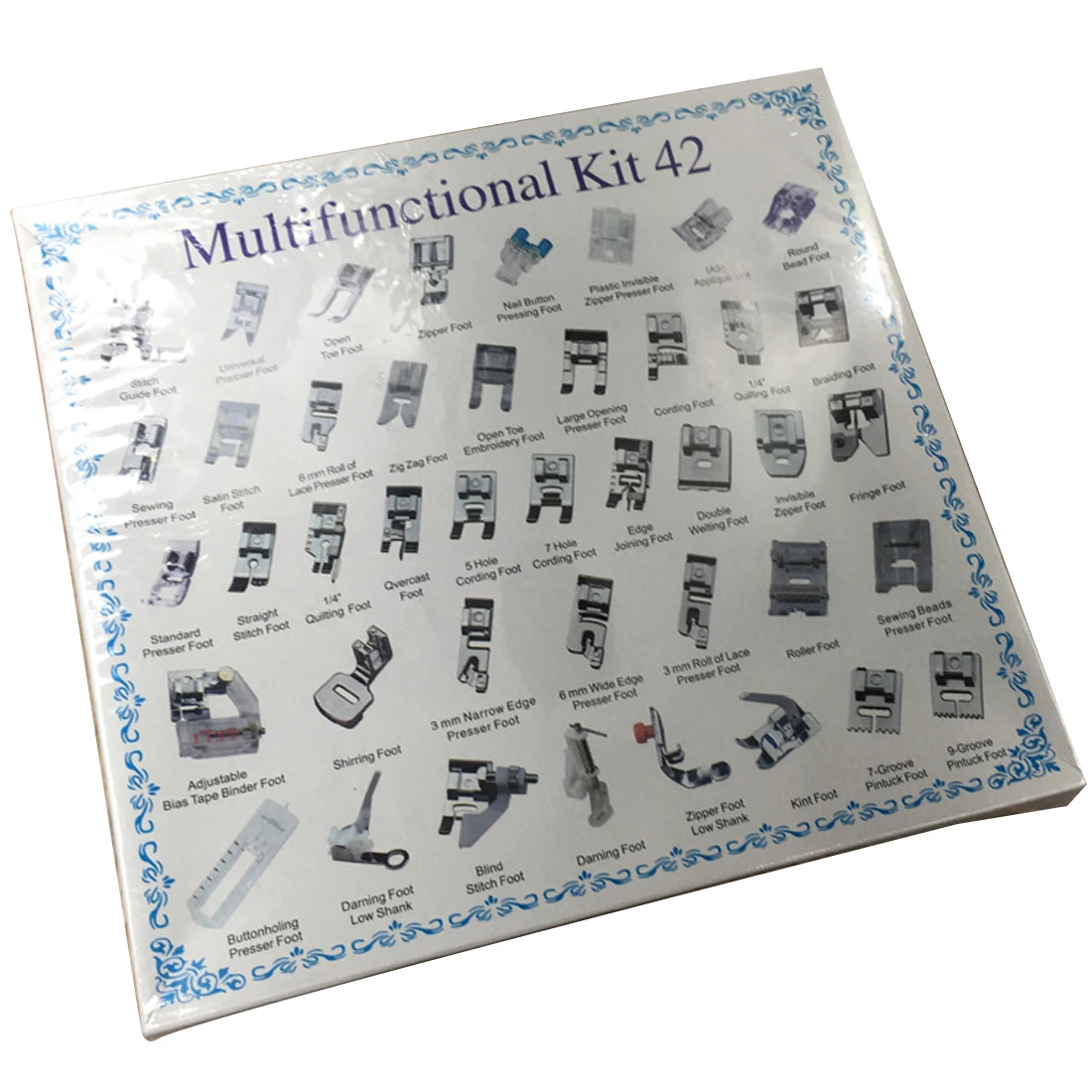 Tanie Oplatania ścieg kryty cerowania stopka dociskowa stopka dociskowa zestaw zestaw 42 sztuk druty do robienia na drutach domowa maszyna do szycia