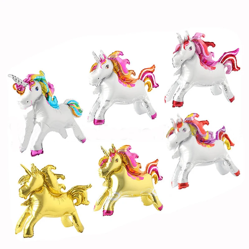 

Cartoon Siamese Aluminum Balloon Rainbow Gold Unicorn Birthday Decoration Small Arrangement Animal Toy Balloon
