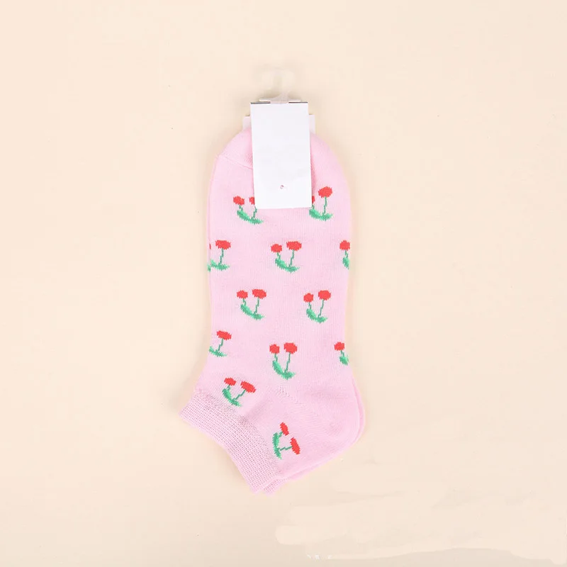 [WPLOIKJD]Personality Fashion Comfort Fruit Socks Women Casual Fruit Watermelon Strawberry Cherry Short Socks