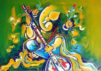 

Modern Abstract handmade painting play music on oil canvas form living room decor , wallpaper,gallery