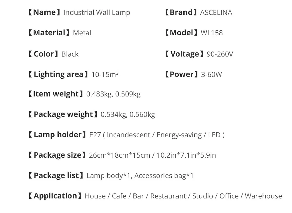 Industial настенный светильник винтажный настенный светильник светодиодный светильник Лофт простой для ресторана бара кофе студия декоративный светильник ing