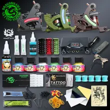 Professional Tattoo Kits Top Artist Complete Set 3 Tattoo Machine Gun Lining And Shading Tattoo Inks Power Needles Tattoo Supply