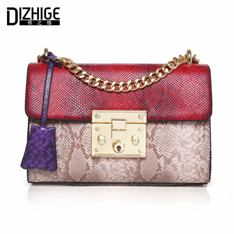 

DIZHIGE Brand Famous Serpentine Women Messenger Bags Chain Crossbody Bags Women Sepuined Lock Ladies Shoulder Bag Summer 2017