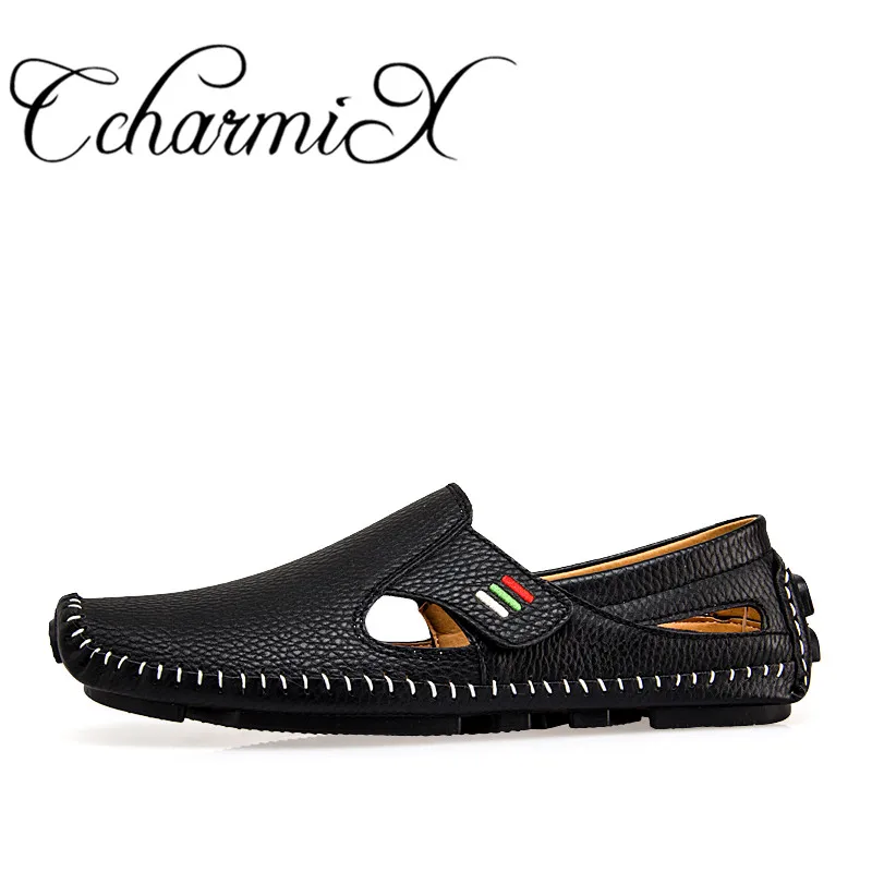 CcharmiX/кожаная мужская обувь размера плюс 38-47, мужские весенние лоферы, Мужская Роскошная обувь для вождения, слипоны, повседневные мужские лоферы, мокасины - Цвет: black 2