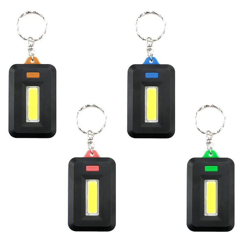 Portable Mini COB LED Flashlight KeyChain lamp Powered by 3AAA Battery For Emergency light Hiking Camping Keyring Flash Light (1)