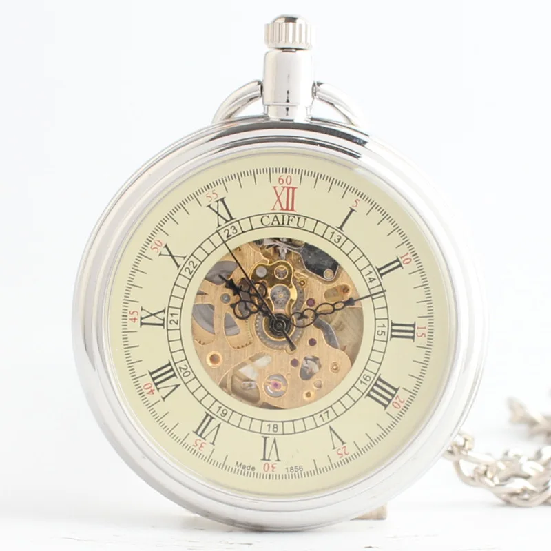 Creative retro flip hollow automatic mechanical watch male and female students hang Arabic classic