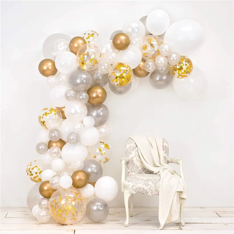 

82PCS Silver Gold Latex Balloon For Wedding Party Garland Ballon Chain of Rubber Backdrop Decor Balloon Chain Arch Decoration