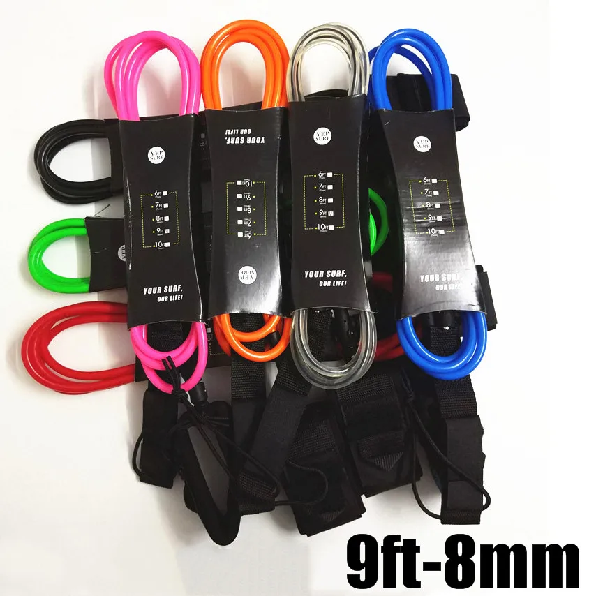 

1pc Straight Leash 9ft 8mm Surfboard Leash Yep.surf Super strong webbing Neoprene Strape
