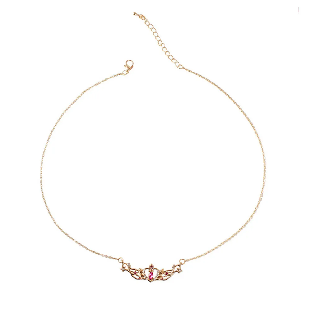 Elegante simples simétrico esquerda e direita asas embutidos red semi pedras preciosas pingente de colar feminino Clavícula cadeia