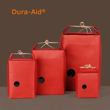 

50pcs L9*W5*H11cm red rice paper packaging rice paper bags for weddings kraft-paper-bag with zipper and window free shipping