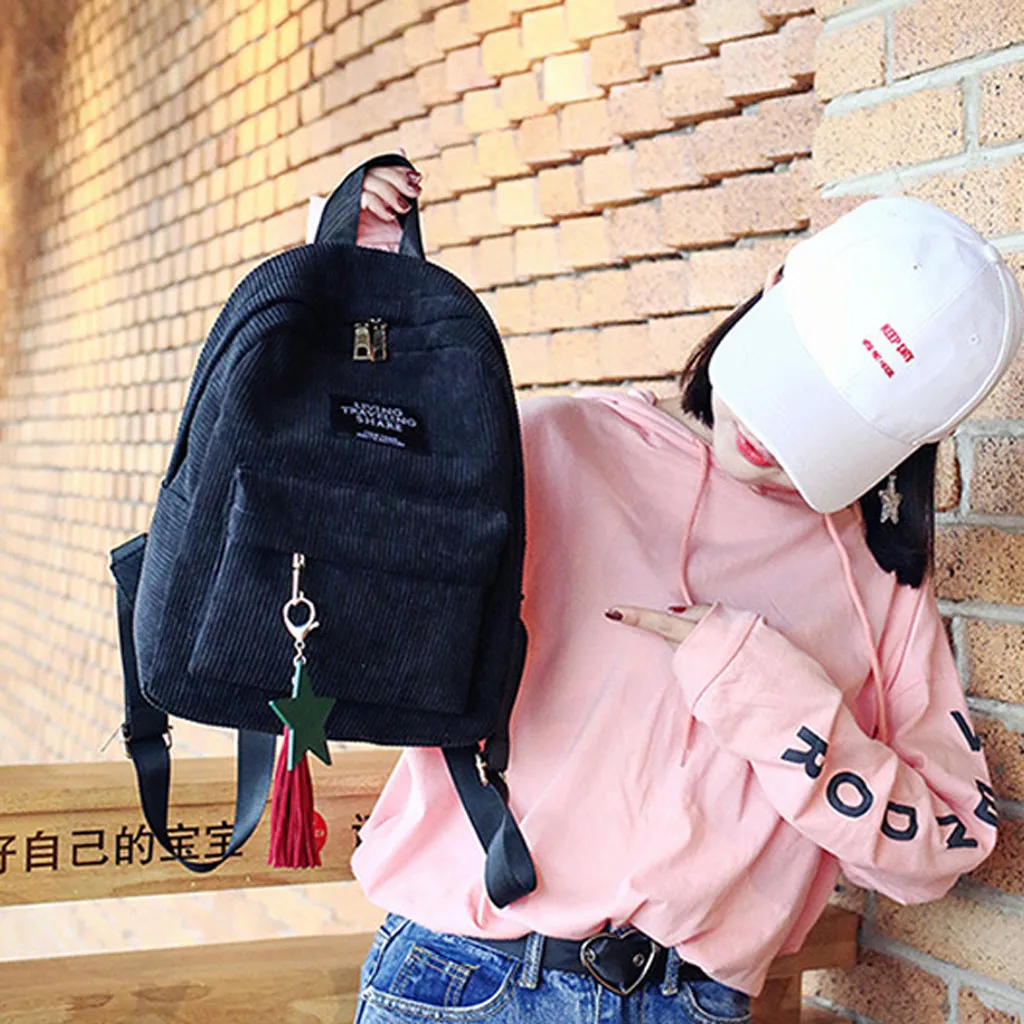 Элегантный дизайн Мягкий тканевый рюкзак женский мини простой вельвет Дизайн школьный подростковый рюкзак для девочек полосатый рюкзак для женщин