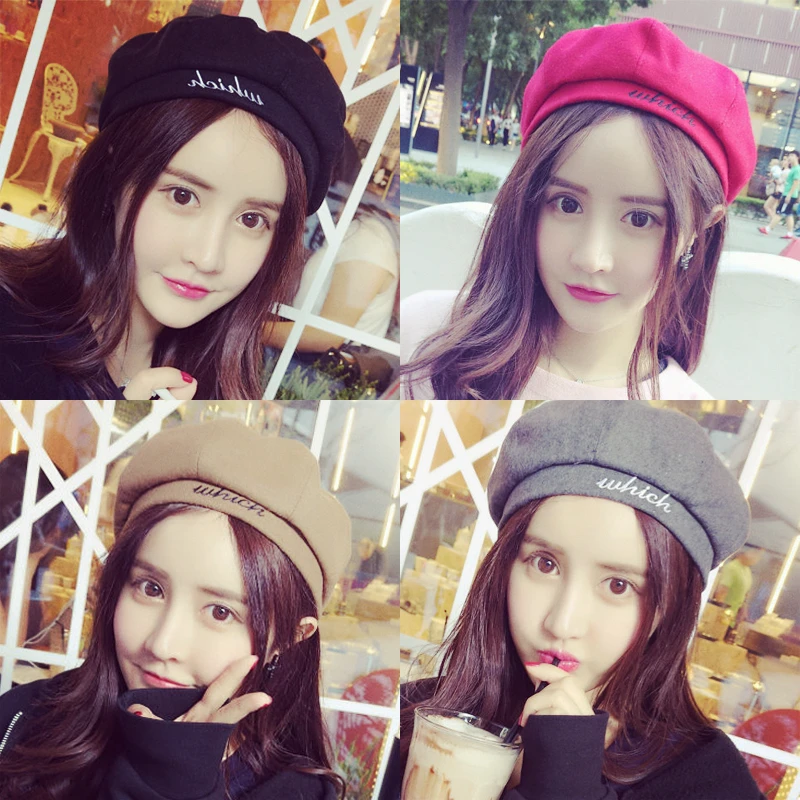 

south Korean style 10 Color Women Beret Hat Artist  Newsboy Beanie Fashion Spring Autumn Winter  Hat Cloth pumpkin octagonal hat