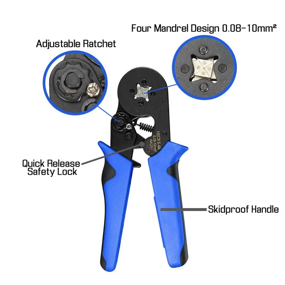 HSC8 6-4 терминал обжимные клещи для зачистки проводов щипцы обжимной соединитель ручной инструмент обжимные клещи+ 1200 терминалы комплект дропшиппинг