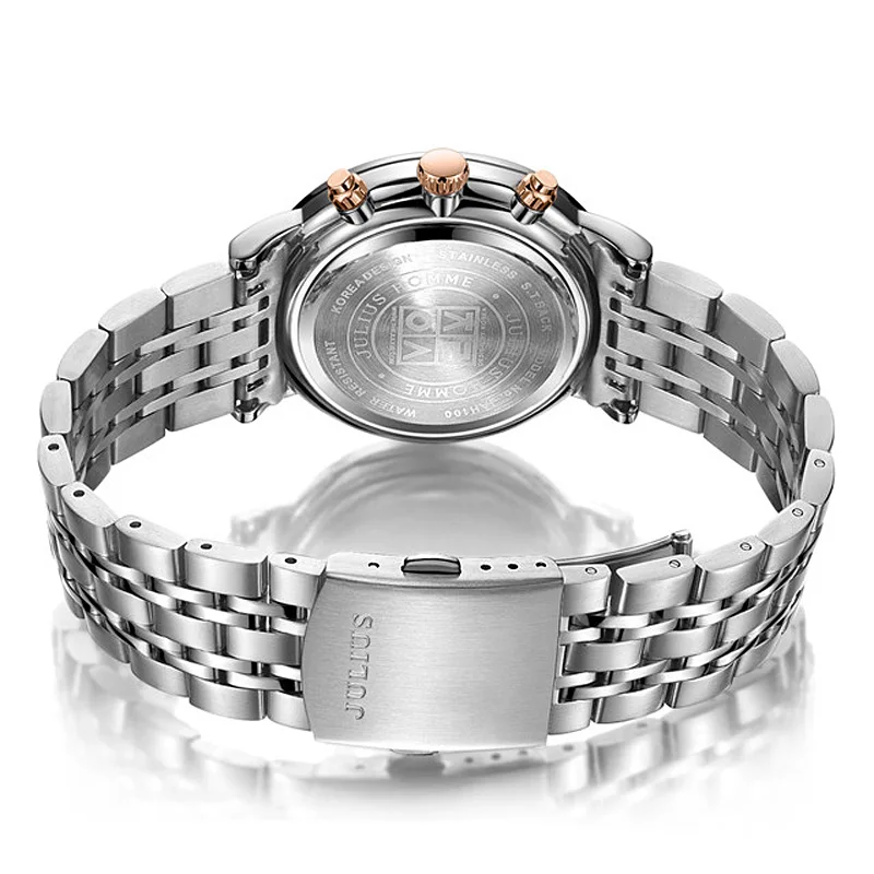 Новые многофункциональные мужские часы Julius Homme, модные часы, браслет ISA Mov't из нержавеющей стали, деловые мужские часы на день рождения, подарочная коробка