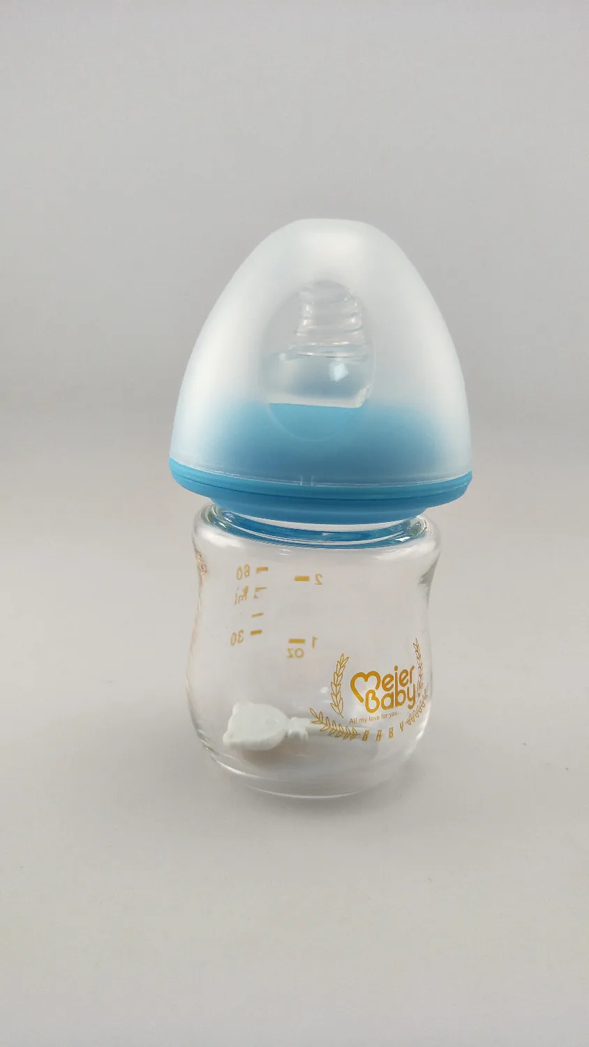 Meierbaby бутылка для новорожденных(M8229); высокое боросиликатное стекло; BPA бесплатно; жидкий силиконовый материал; S отверстие(медленный поток