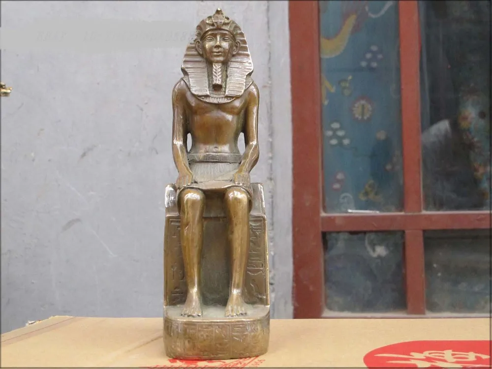 

9" pharaohs of ancient Egypt Bronze ART statue Sit King Tutankhamen sculpture