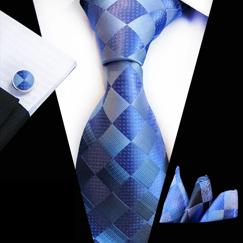 3 шт./компл. 8 см человек формальный комплект галстуков Сетки шашки галстук с платком запонки