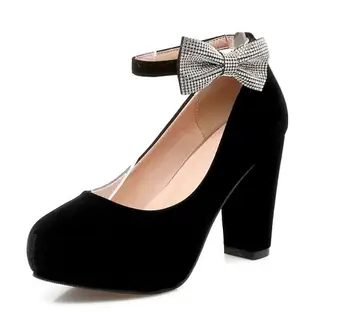 

Rhinestone Zapatos Mujer Woman Chaussure Femme Platform Chunky Wedding Shoes High Heels Ladies Ankle Strap Women Pumps C161688