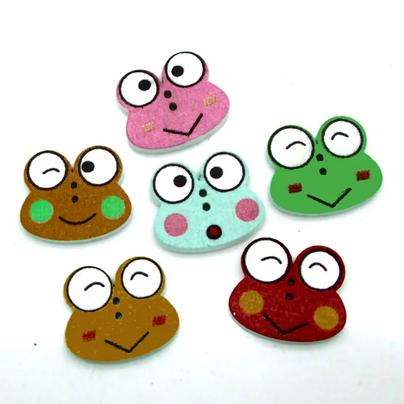 50pcs Mixed Wooden Frog Sewing Buttons For Clothing Needlework Scrapbooking Botones Decorative