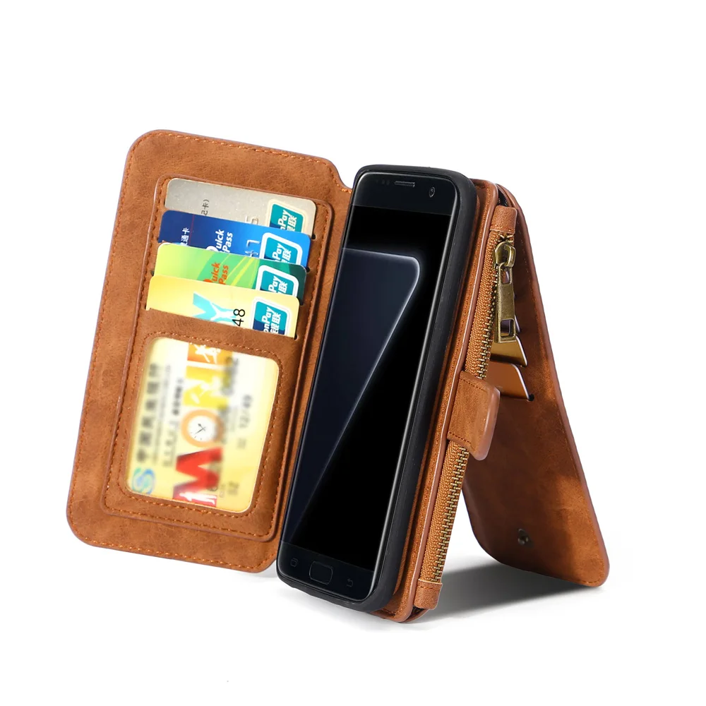 

For HUAWEI P9 Plus P9 Lite Mate 9 Pro Zipper Wallet Leather Case Magnet Back Cover Detachable Protective Phone Case Flip Cover