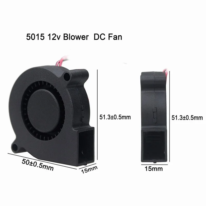 2 шт. Gdstime 5 в 12 В 24 В 5015 двойной шарикоподшипник 3d принтер 50x50x15 мм вентилятор охлаждения постоянного тока 50 мм x 15 мм Длинный кабель воздуходувы кулер радиатор