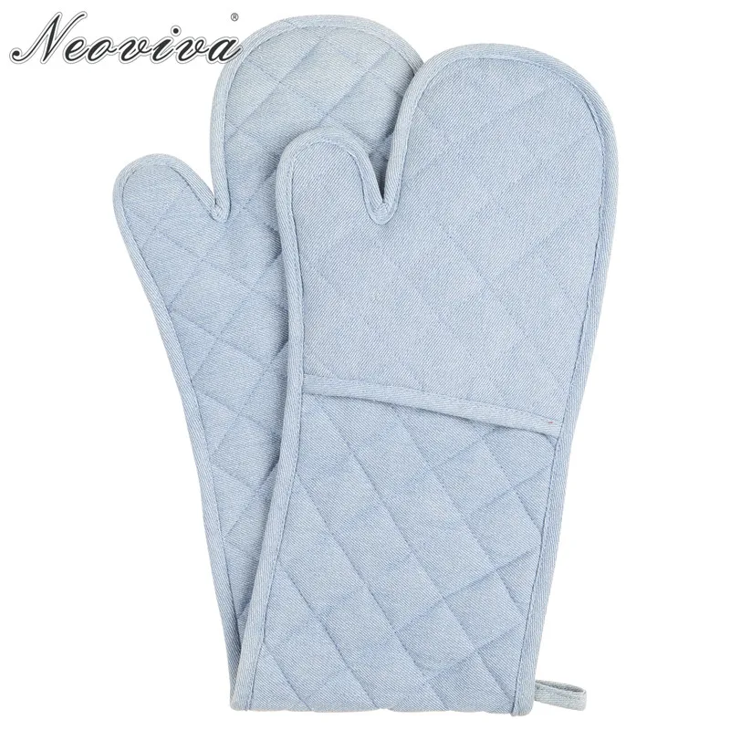 Neoviva Denim Quilted Retro Double Oven Glove for Grill Solid Skyway