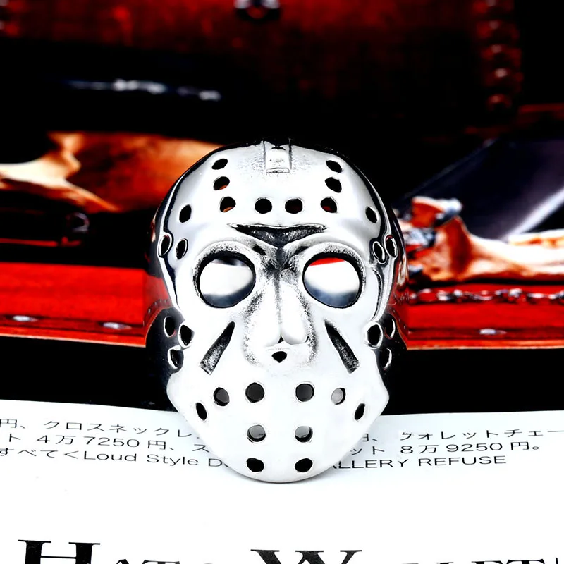 Men Ring Stainless Steel Biker Jason Hallows' Day Voorhees Hockey Halloween