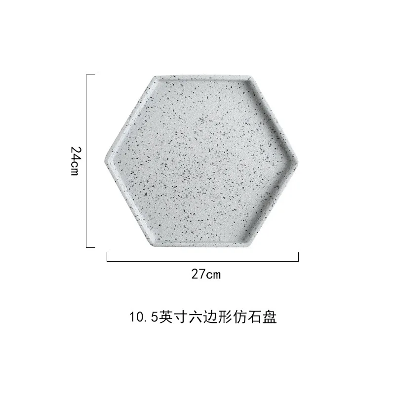 Ceramic Storage Tray High Quality Rice Spoon Porcelain Round Hexagon Rectangle Plate for Fruit Dessert Jewelry Organizer - Цвет: hexagonal