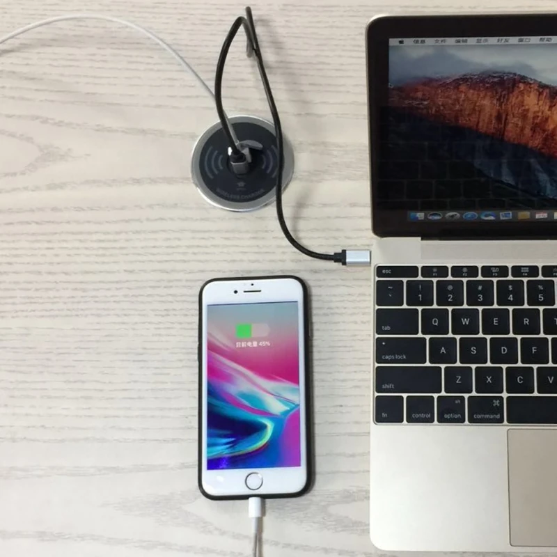 5 Вт Qi Настольный беспроводной зарядный блок водонепроницаемый usb type C встроенный