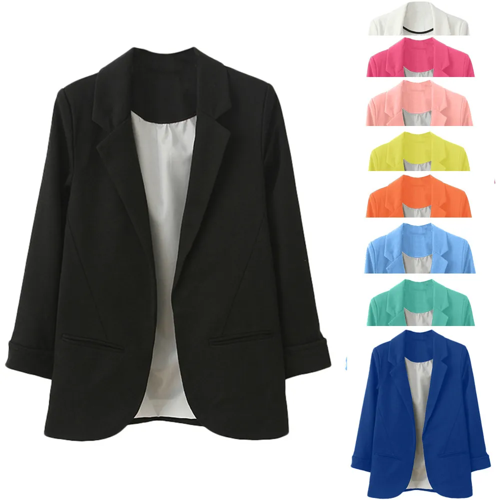Outerwear Coats Jackets Women OL Style Nine Quarter Cuffed Sleeve Blazer Elegant Slim Suit Coat куртка женская aqueta feminina