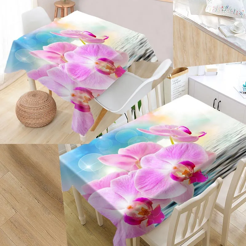 

Beautiful orchid Custom Table Cloth Oxford Rectangular Waterproof Oilproof Table Cover Wedding Tablecloth