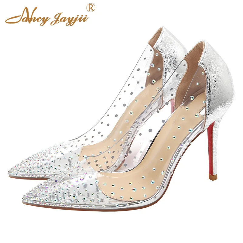 clear red bottom heels