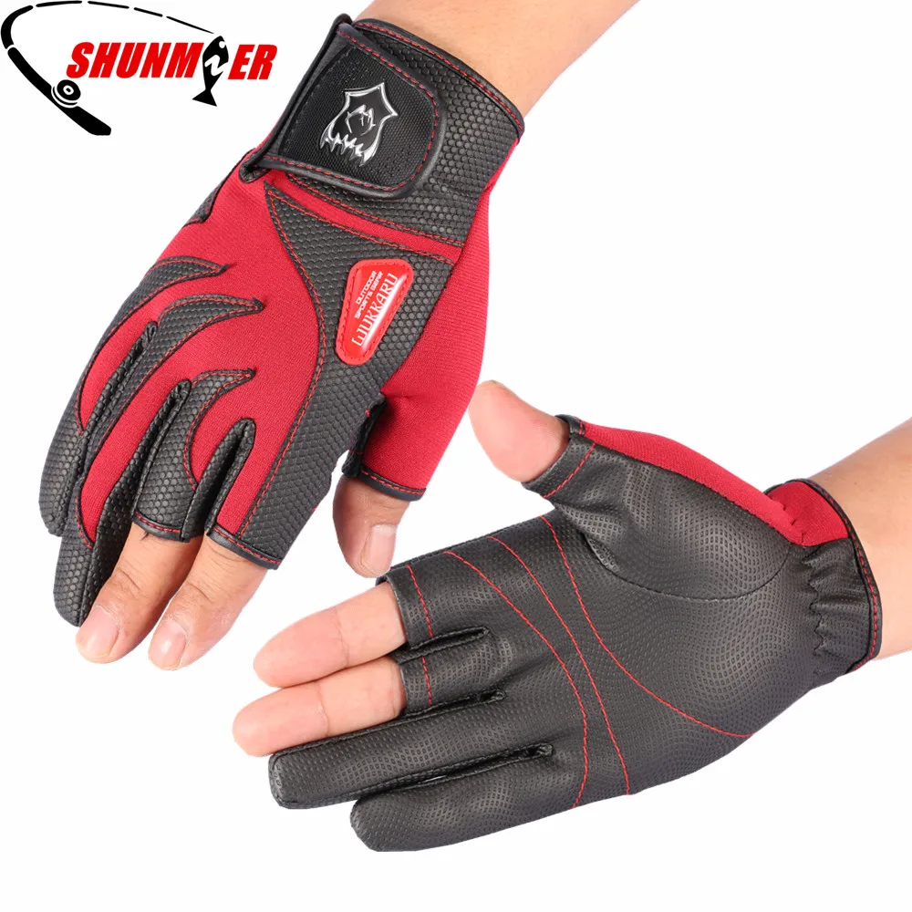 Buy SHUNMIER Fishing Gloves 3 Half Finger Men