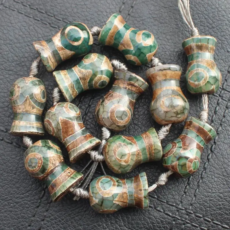 Dzi Green 15x25mm Bottle Shape Beads ,For DIY Jewelry Making !We