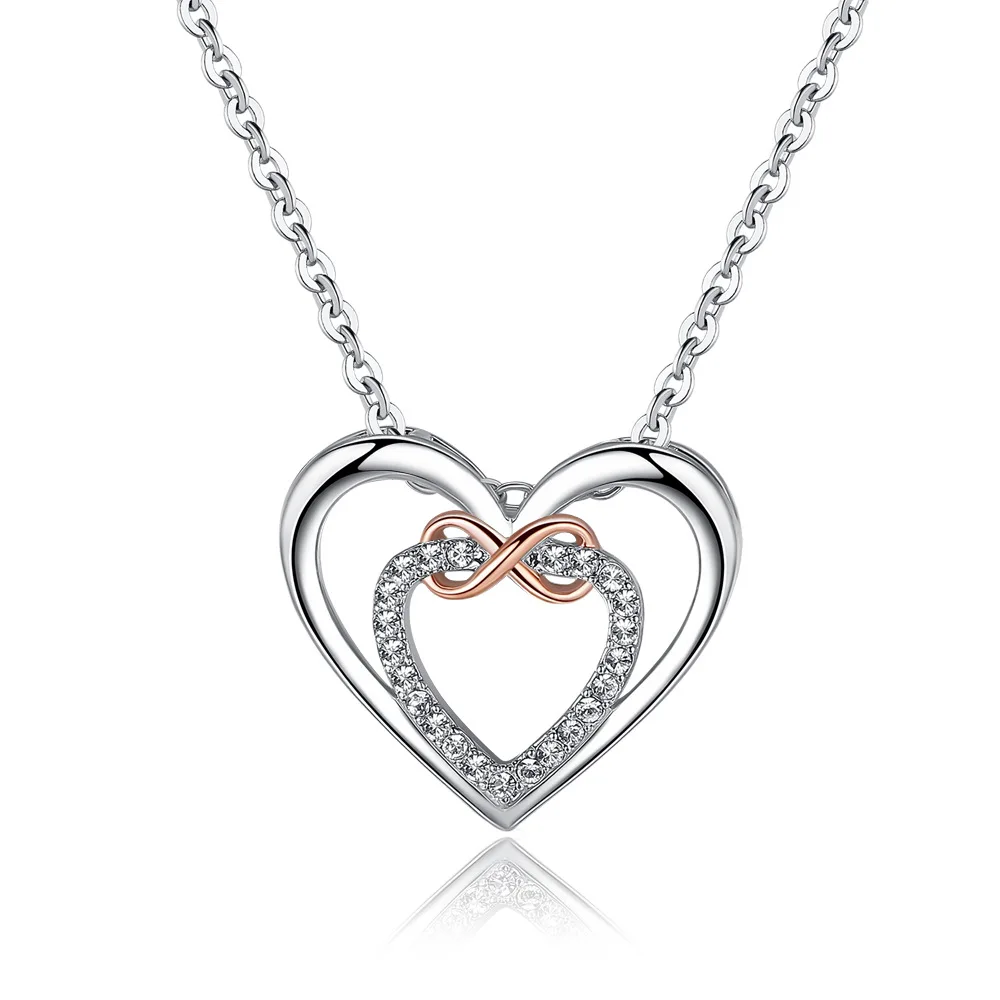 

Endless Heart Necklace Double-color Infinite Rose Gold 8-shaped Pendant Necklace for Women