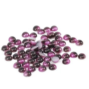 

3mm,4mm,5mm,6mm Dark Coffee Rainbow Flat back ABS round Half Pearl beads, imitation plastic half pearl beads