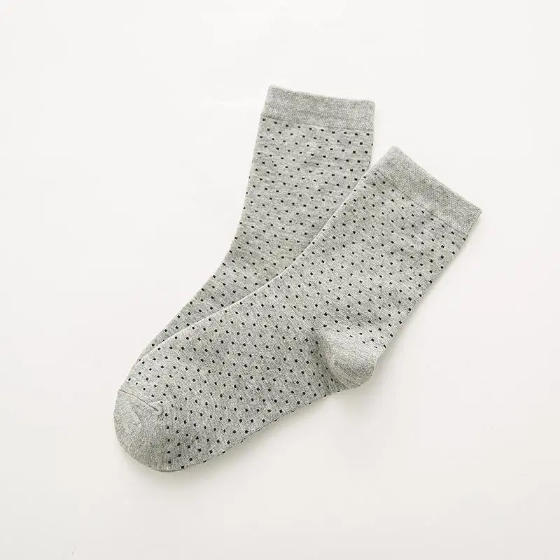 Grey Корейский стиль; носки в горошек; сезон осень; Дышащие Модные женские милые хлопковые носки для школьников - Цвет: Grey