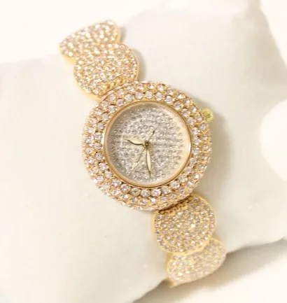 Супер тонкий полный Стразы Часы Для женщин лучший бренд класса люкс Повседневное часы новые женские бриллиантовые Наручные женские часы Relogio Feminino - Цвет: gold